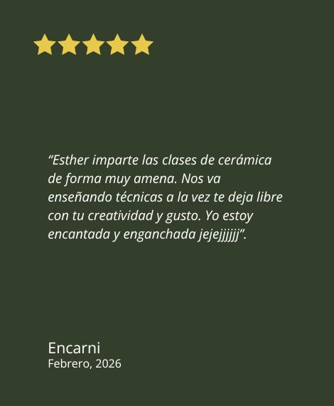 Increíble valoración de una de las alumnas de las clases regulares de Esther en el Atelier. Cinco estrellas que le da a la experiencia en Google Maps